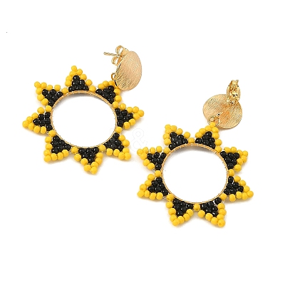 Brass Dangle Stud Earrings for Women EJEW-MZ00758-01-1