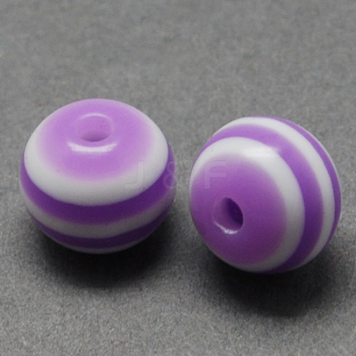 Round Striped Resin Beads RESI-R158-10mm-07-1