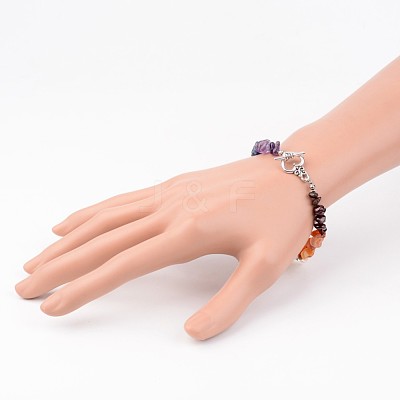 Chip Natural Gemstone Beads Bracelets X-BJEW-JB02323-1