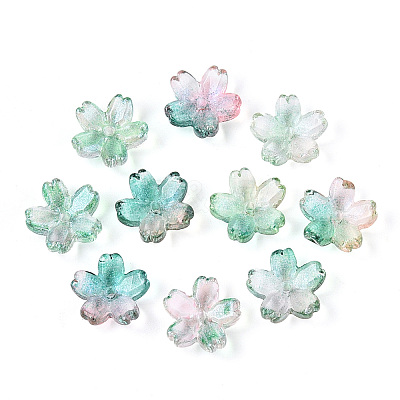 Baking Paint Transparent Glass Bead Caps DGLA-N014-06B-02-1