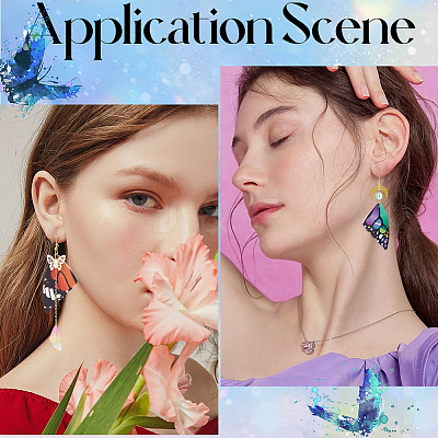 DIY Imitation Leather & Synthetic Moonstone Butterfly Dangle Earring Making Kits DIY-SC0026-33-1
