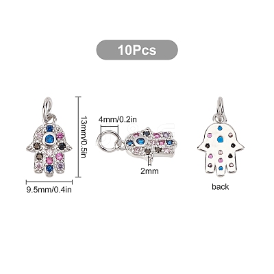10Pcs Brass Micro Pave Cubic Zirconia Charms ZIRC-SC0001-17-1
