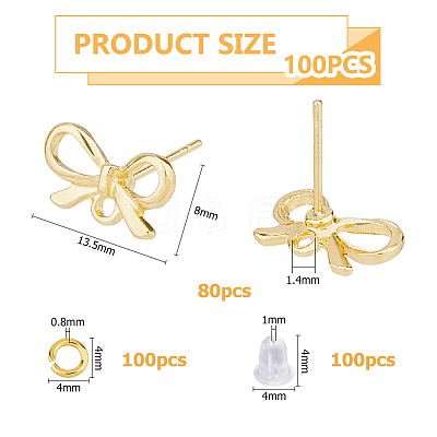 Bowknot Alloy Stud Earring Findings FIND-HS0001-55-1