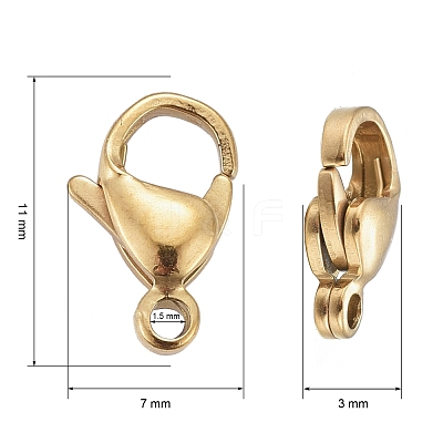 Ion Plating(IP) 304 Stainless Steel Lobster Claw Clasps STAS-H353-C-02G-1