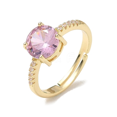 Brass & Round Cubic Zirconia Finger Rings CU-CBA7E55-19G-01-1