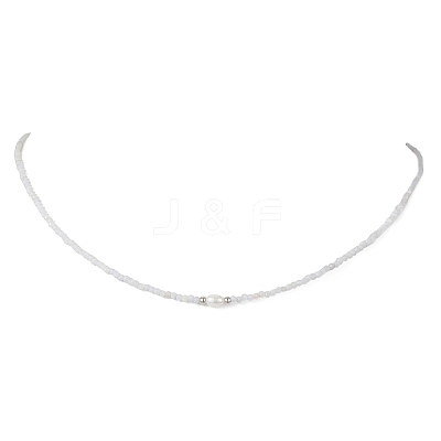 2MM Faceted Round Natural Blue Lace Agate Beaded Necklaces NJEW-JN05918-03-1