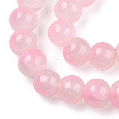 Crackle Baking Paint Imitation Jade Glass Beads Strands DGLA-T003-6mm-01-1