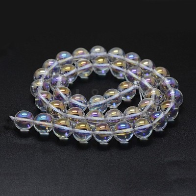Electroplated Natural Quartz Crystal Beads Strands G-K285-09-6mm-02-1