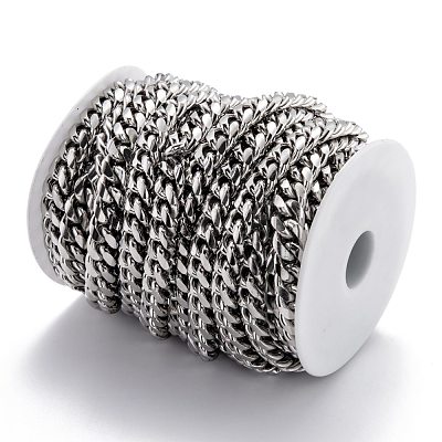 Tarnish Resistant 304 Stainless Steel Cuban Link Chain STAS-B019-02D-P-1