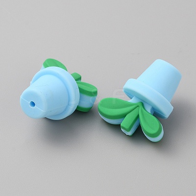 Leaf Pot Food Grade Eco-Friendly Silicone Beads LS-SIL-WH0014-18C-1