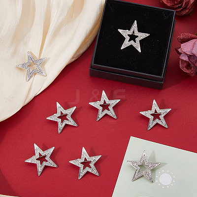 8Pcs Star Alloy Rhinestone Lapel Pinks for Backpack Clothes JEWB-DC0001-35P-1