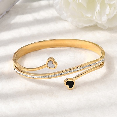 304 Stainless Steel Hinged Bangles for Women BJEW-D408-17G-1