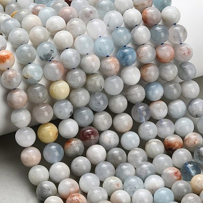 Natural Aquamarine Beads Strands X-G-F591-29B-8mm-1