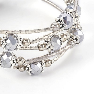 Electroplate Glass Wrap Bracelets BJEW-JB04018-1