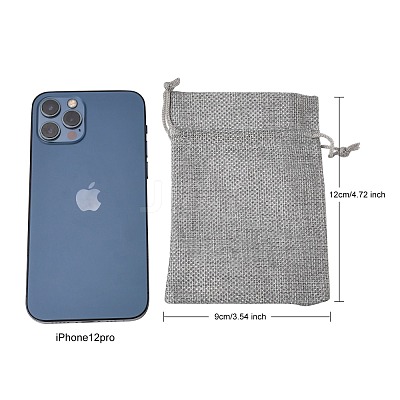 Polyester Imitation Burlap Packing Pouches Drawstring Bags ABAG-R005-9x12-04-1