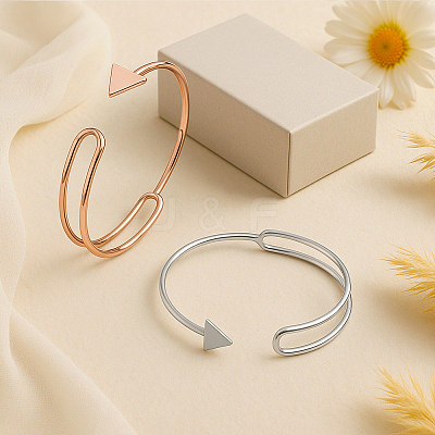 2Pcs 2 Colors Alloy Cuff Bangles for Women BJEW-HY0002-06-1
