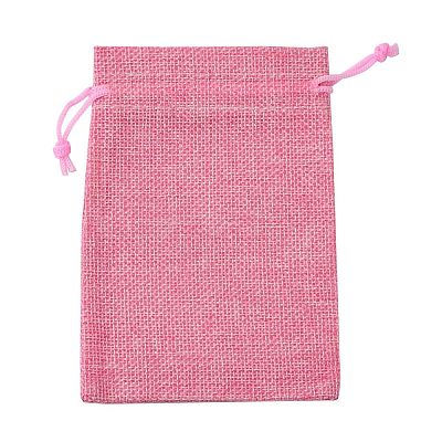 Polyester Imitation Burlap Packing Pouches Drawstring Bags X-ABAG-R004-14x10cm-04-1