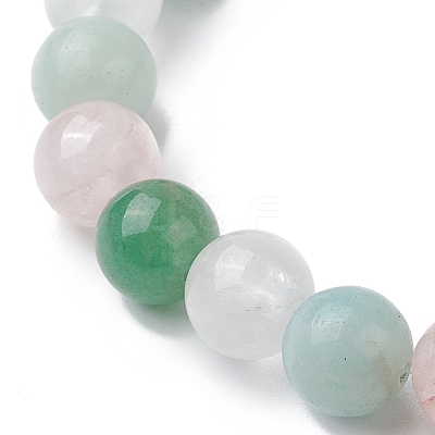 8mm Round Natural Rose Quartz & Amazonite & Green Aventurine & Quartz Crystal Beaded Stretch Bracelets for Women BJEW-JB10625-02-1
