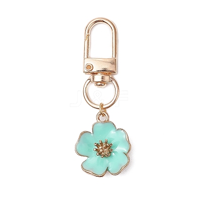 5Pcs 5 Colors Flower Alloy Enamel Pendant Decoration HJEW-JM02746-1
