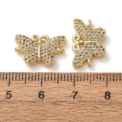Brass Micro Pave Clear Cubic Zirconia Connector Charms CU-CBA4579-01G-E-1