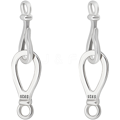 2 Sets 925 Sterling Silver Hook Clasps STER-BBC0007-98-1