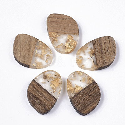 Transparent Resin & Walnut Wood Pendants RESI-Q210-006A-A01-1