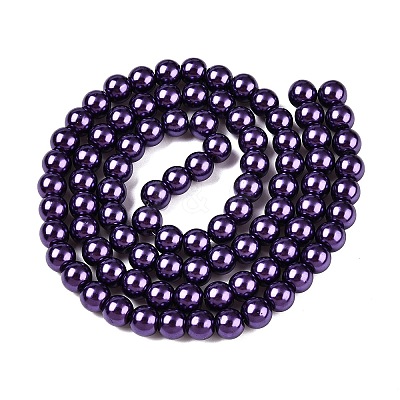Baking Paint Pearlized Glass Pearl Round Bead Strands HY-Q330-8mm-20-1
