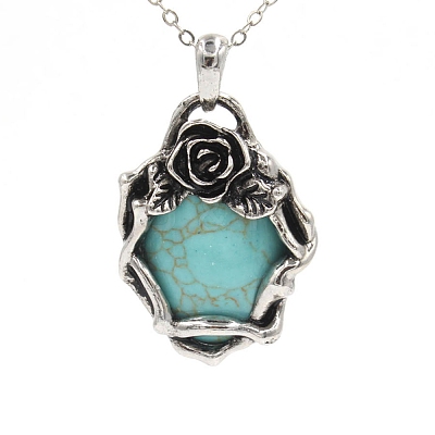 Retro Synthetic Turquoise Pendants PW-WG52952-08-1