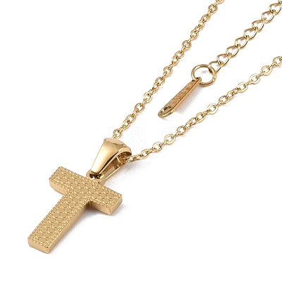 Ion Plating(IP) Initial Letter 304 Stainless Steel Pendant Necklaces NJEW-M199-01G-T-1