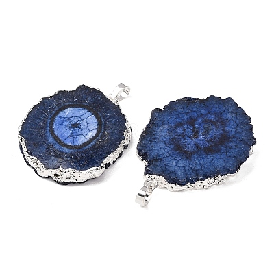 Dyed Natural Druzy Solar Quartz Crystal Pendants G-F693-01J-S-1