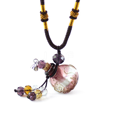 Lampwork Perfume Bottle Pendant Necklace with Glass Beads BOTT-PW0002-059A-02-1
