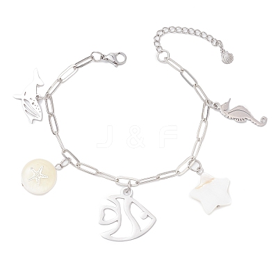 Ocean Theme 304 Stainless Steel Charm Bracelets BJEW-JB12218-01-1