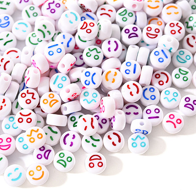 White Opaque Acrylic Beads MACR-YW0001-20E-1