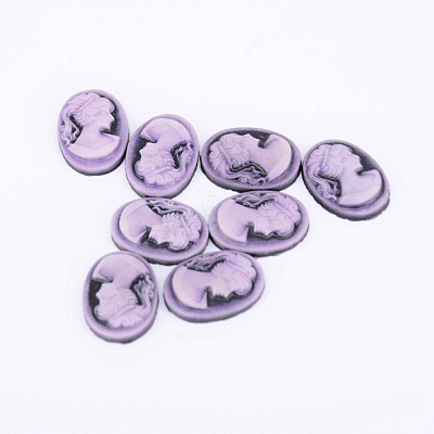Resin Cameo Lady Head Cabochons CRES-WH0002-01C-1