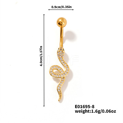 Shiny Brass Crystal Rhinestone Belly Button Rings CZ7821-8-1