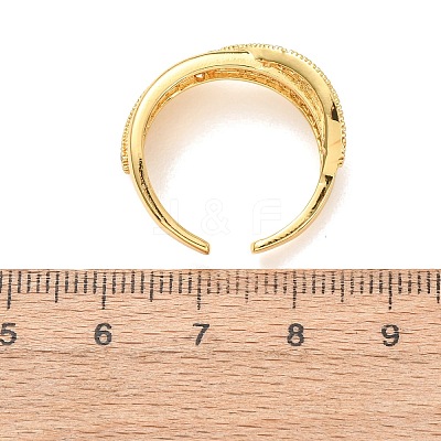 Brass Micro Pave Cubic Zirconia Cuff Open Rings for Women RJEW-F217-08G-1