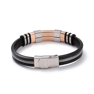Men's Silicone Cord Bracelet BJEW-M206-02RGP-1