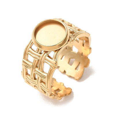 Woven Bezel 304 Stainless Steel Cuff Ring Components SA-CBAD8FA-01G-01-1