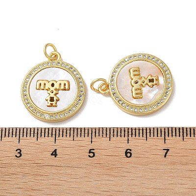 Brass Micro Pave Clear Cubic Zirconia Pendants KK-B083-20G-05-1