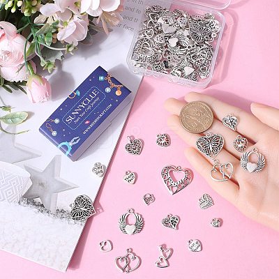 90Pcs 15 Style Tibetan Style Alloy Pendants TIBEP-SC0002-55-1