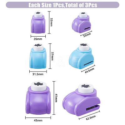 3Pcs 3 Styles Mini Plastic Craft Punch for Scrapbooking & Paper Crafts AJEW-BC0004-11-1