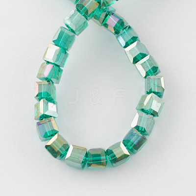 Electroplate Glass Beads Strands EGLA-R030-8x8mm-11-1