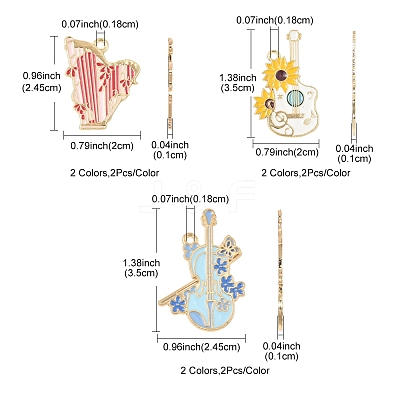 12Pcs 6 Styles Alloy Enamel Pendants ENAM-FS0002-58-1