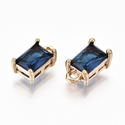 Brass Glass Rhinestone Pendants GLAA-S179-21A-RS-1
