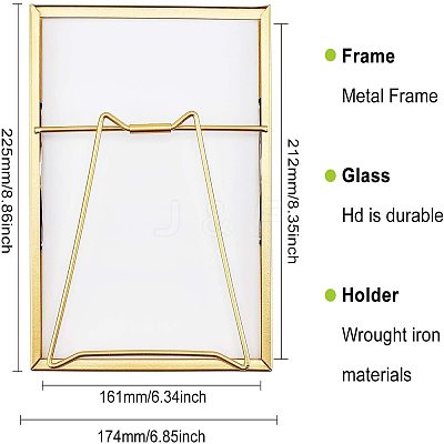 Glass Picture Frame with Iron Easel AJEW-WH0021-58A-1