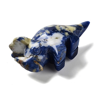 Natural Sodalite Carved Healing Rhinoceros Figurines DJEW-P016-01F-1
