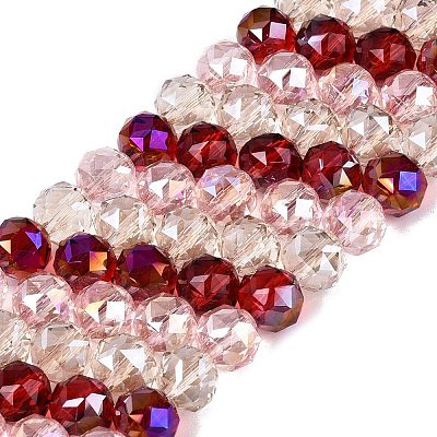 Electroplate Transparent Glass Beads Strands EGLA-Q135-8MM-C11-1