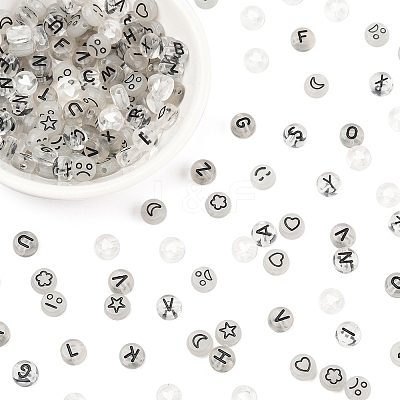 200Pcs Flat Round Acrylic Beads TACR-FS0001-53-1