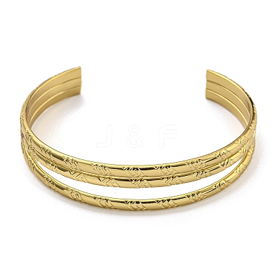 PVD Vacuum Plating 202 Stainless Steel Multi-strand Open Cuff Bangles for Women BJEW-M317-07E-G-1
