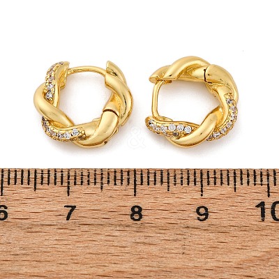 Brass Micro Pave Clear Cubic Zirconia Hoop Earrings EJEW-R025-16G-1